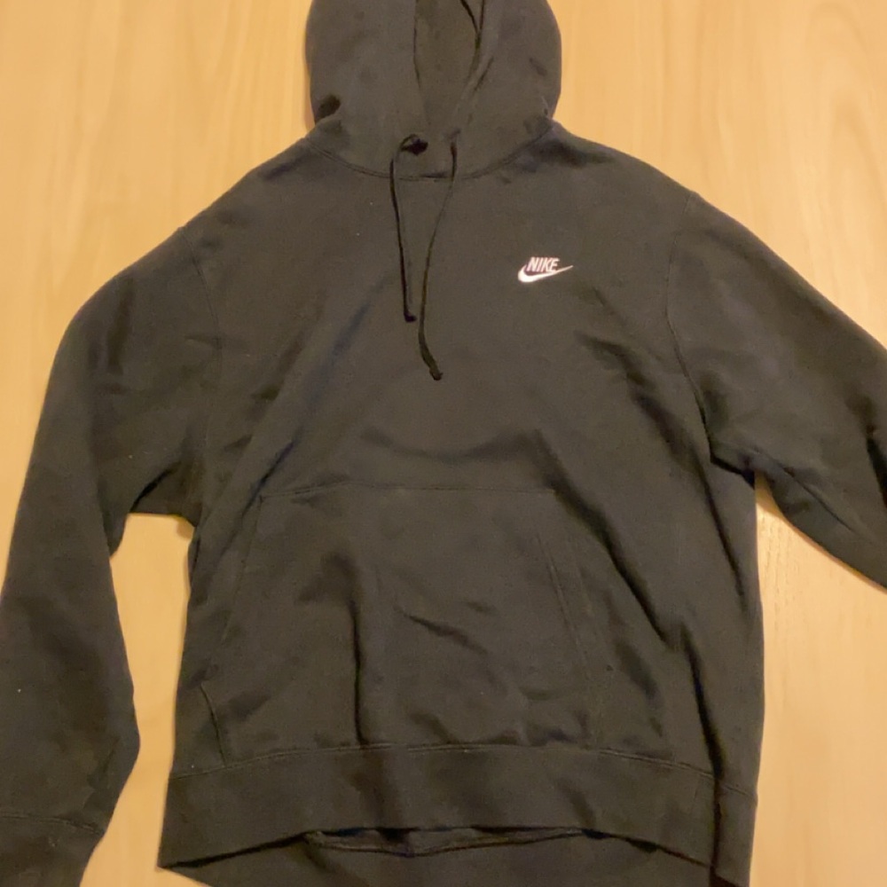 Nike Black Men's Hooded Sweatshirt with White Swoosh